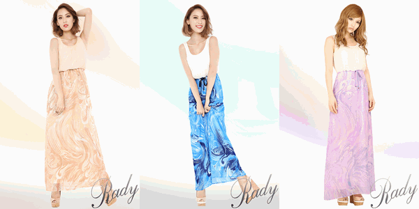 Rady 通販 グランマーブルシフォンリボンマキシワンピース